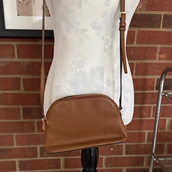 Michael Kors Adele Medium Dome Leather Gold Tone Studded Crossbody/Luggage Bag - Picture 9 of 9